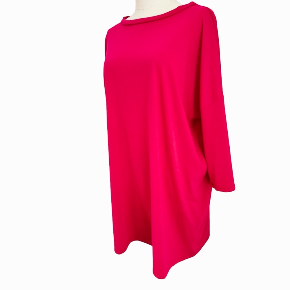 ACTING PRO Piko Style Red Quarter Sleeve Dolman Oversized Loose Fit Tunic Top - Picture 3 of 17